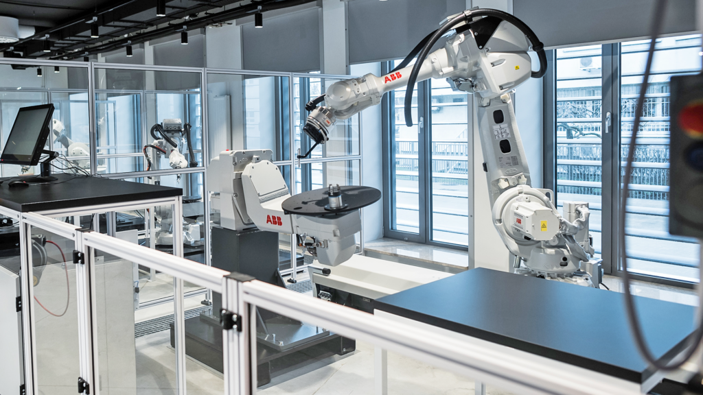 Automation solutions - cell featuring two ABB robots working with one another